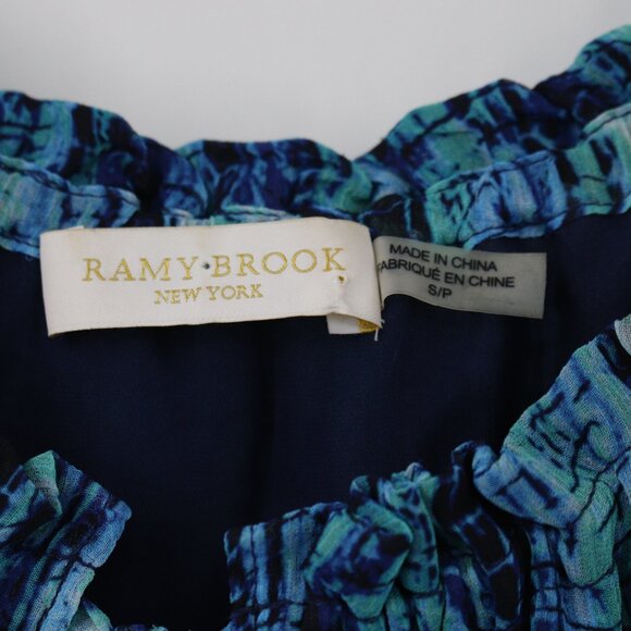 Ramy Brook Top Womens Small Silk Blouse Off the‎ Shoulder Long Sleeve lined tie - Picture 3 of 15